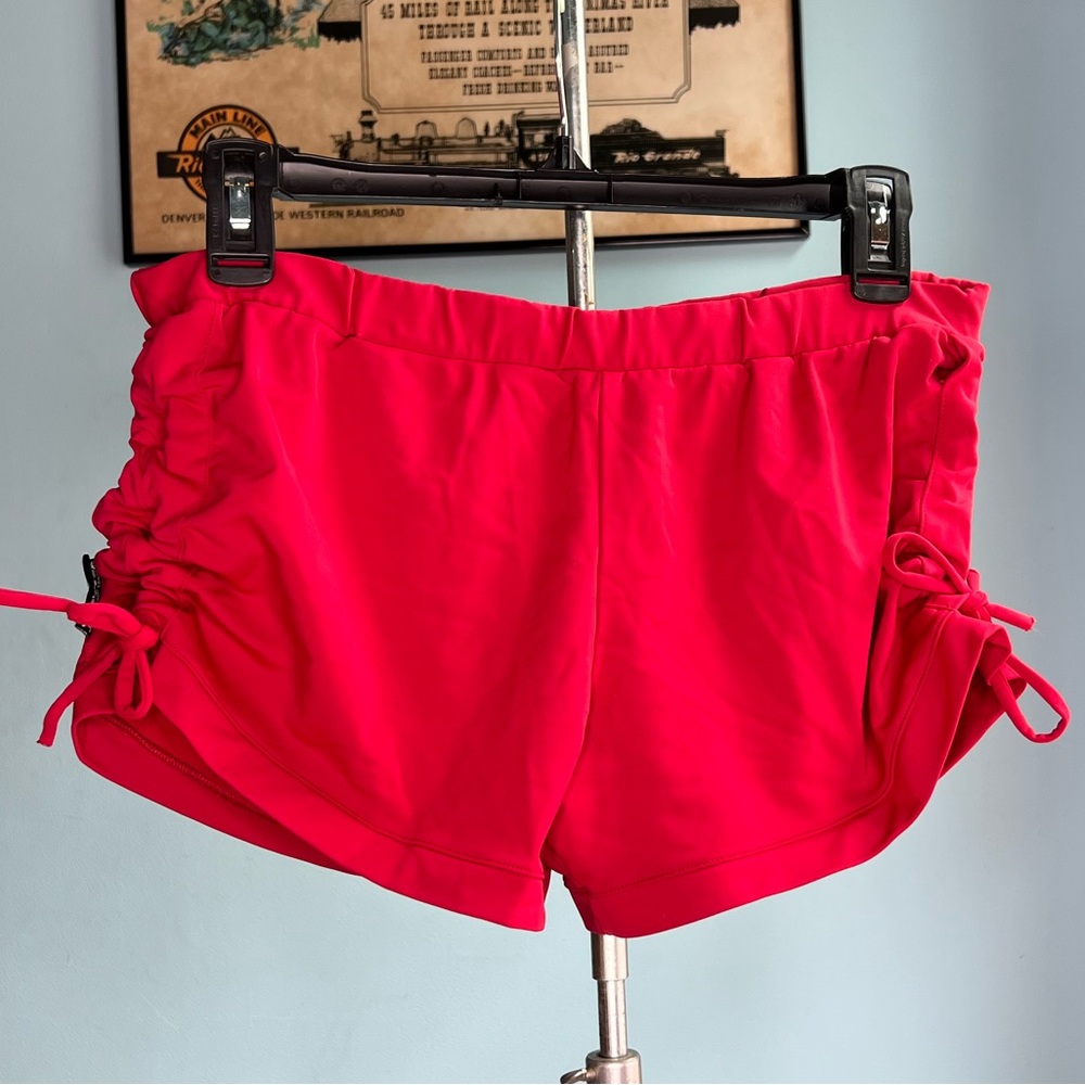 Red Women's Drawstring Side Athletic Shorts